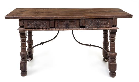 Appraisal: Sale Lot A Spanish Baroque Iron Mounted Trestle Table th