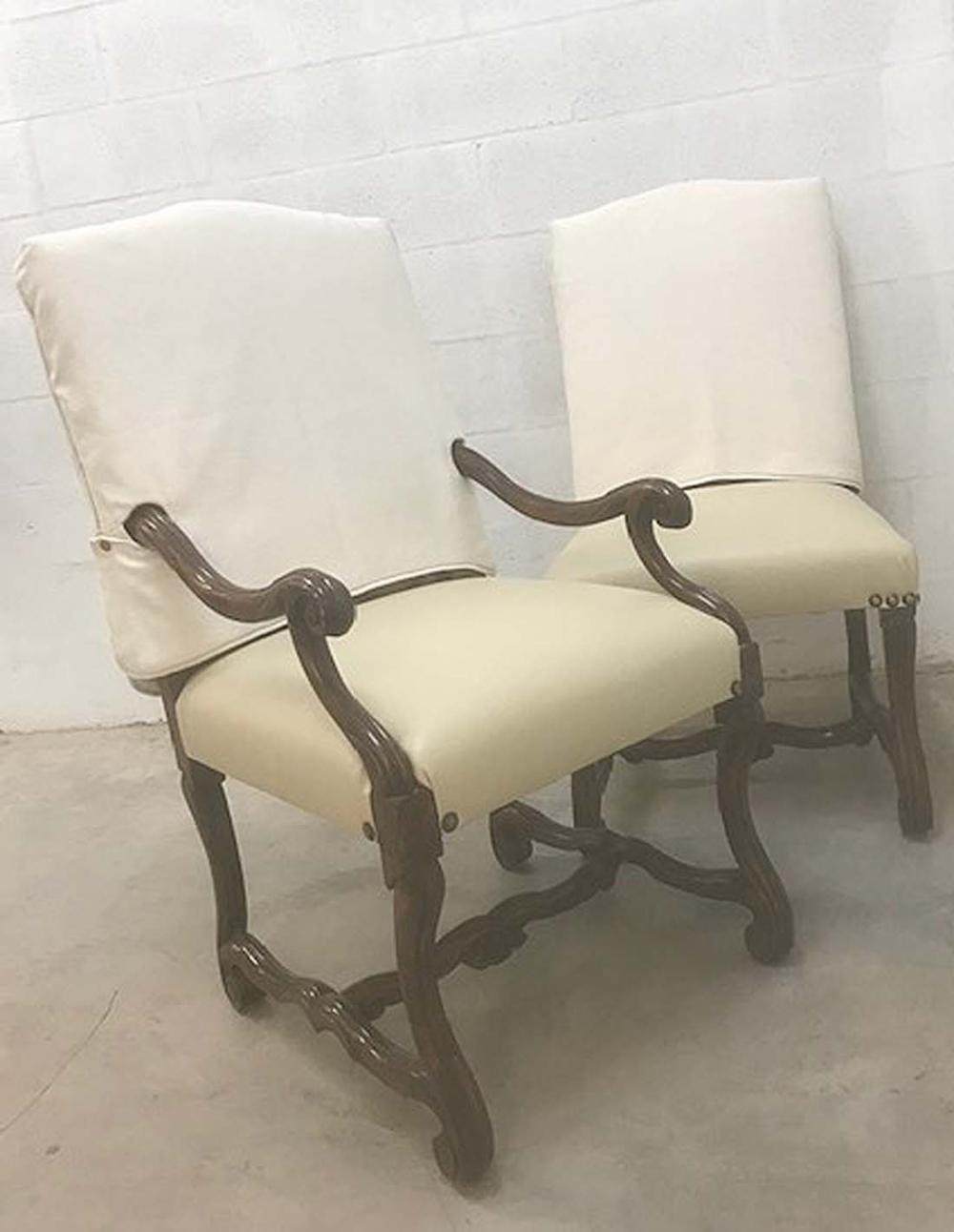 Appraisal: SET OF EIGHT FRENCH PROVINCIAL STYLE WALNUT CHAIRSComprising two arm