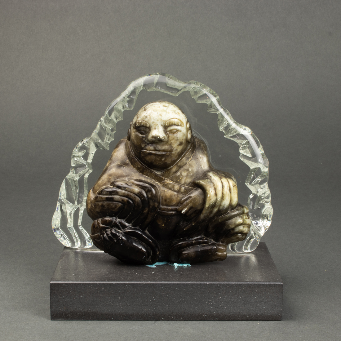 Appraisal: JAPANESE STONE CARVED BUDDHA Japanese stone carved Buddha the figure