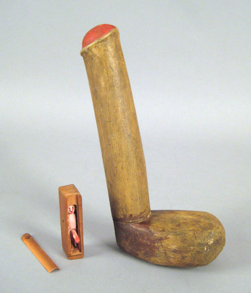 Appraisal: Carved and painted phallus late th c l together with