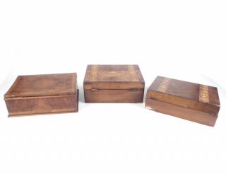 Appraisal: Three Antique Boxes Comprising two inlaid boxes and one box