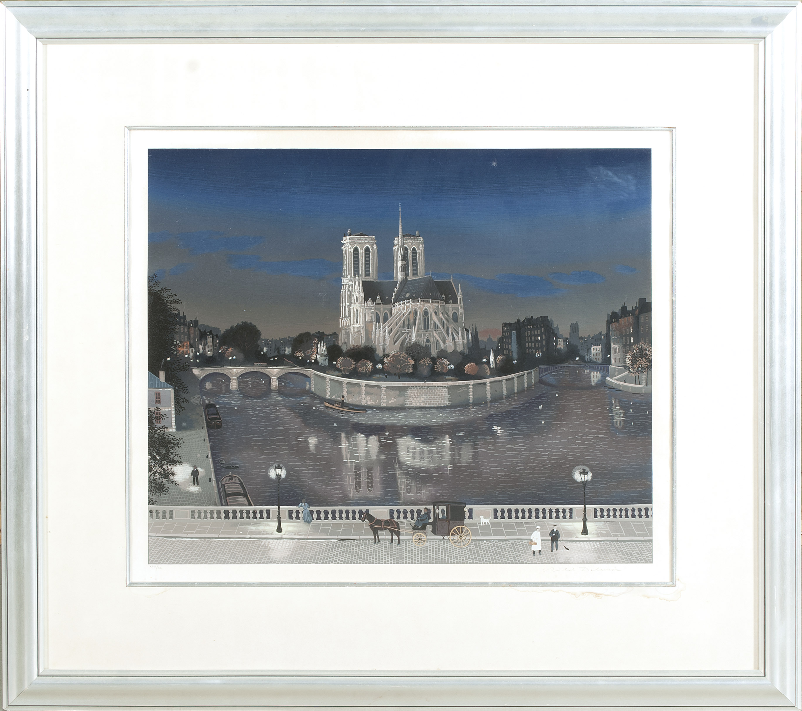 Appraisal: FRAMED LITHOGRAPH MICHEL DELACROIX French b Le Chevet De Notre