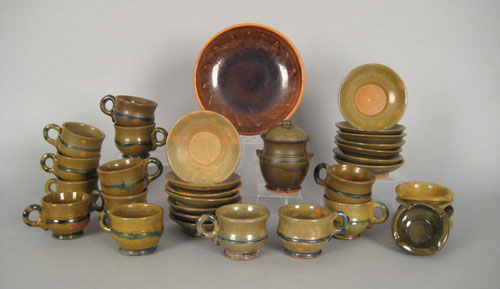 Appraisal: Grouping of Stahl redware tableware to include thirteen cups and