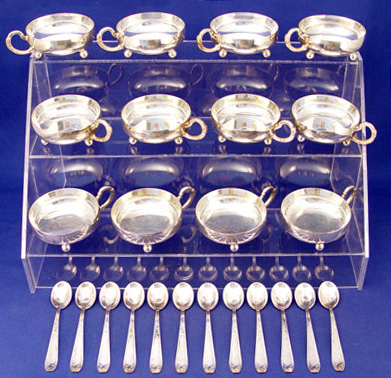 Appraisal: BRAZILIAN BELPRATA SILVERPLATE SORBET SET IN CASE To include small