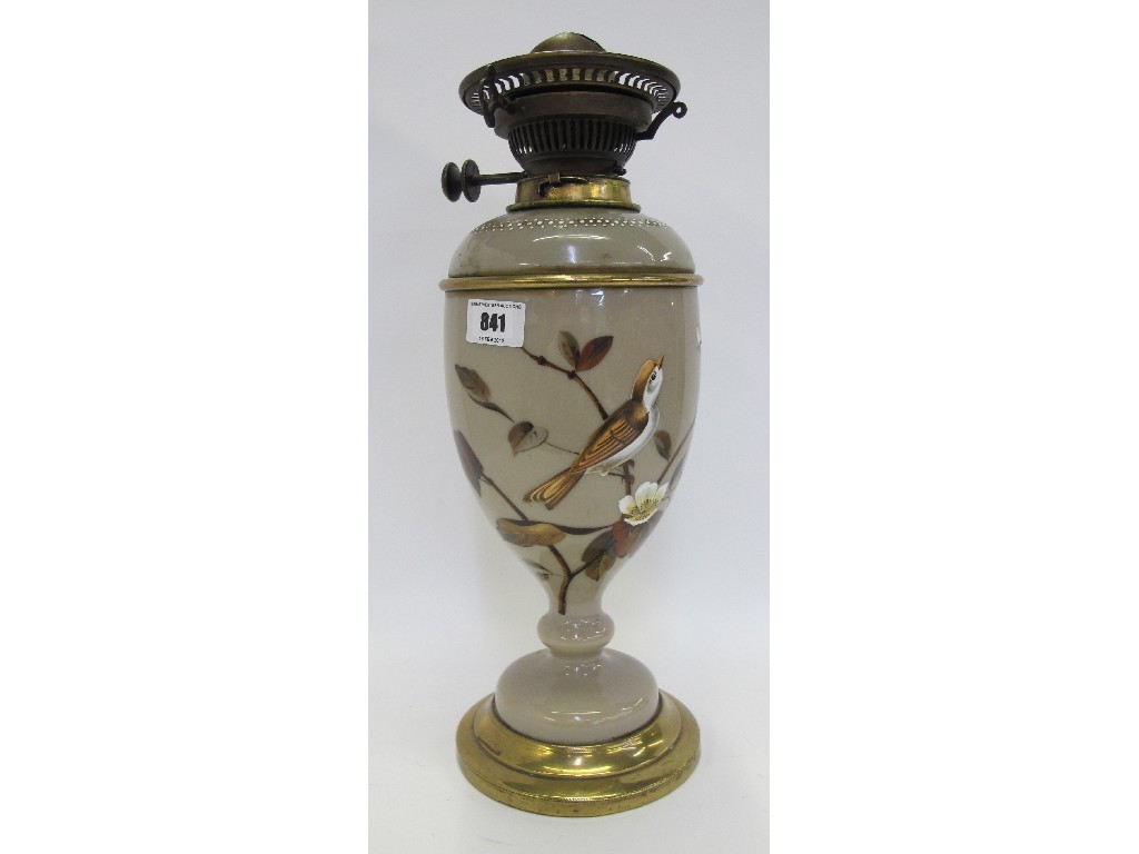 Appraisal: Victorian painted glass paraffin lamp