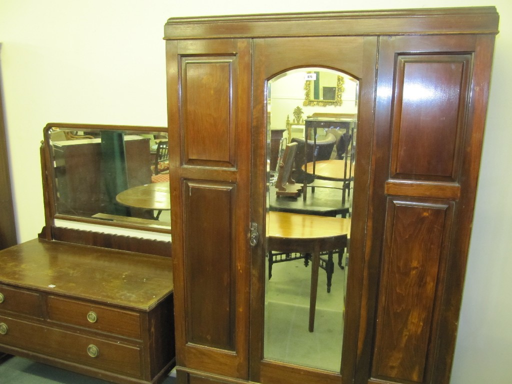 Appraisal: Mahogany wardrobe and a dressing table