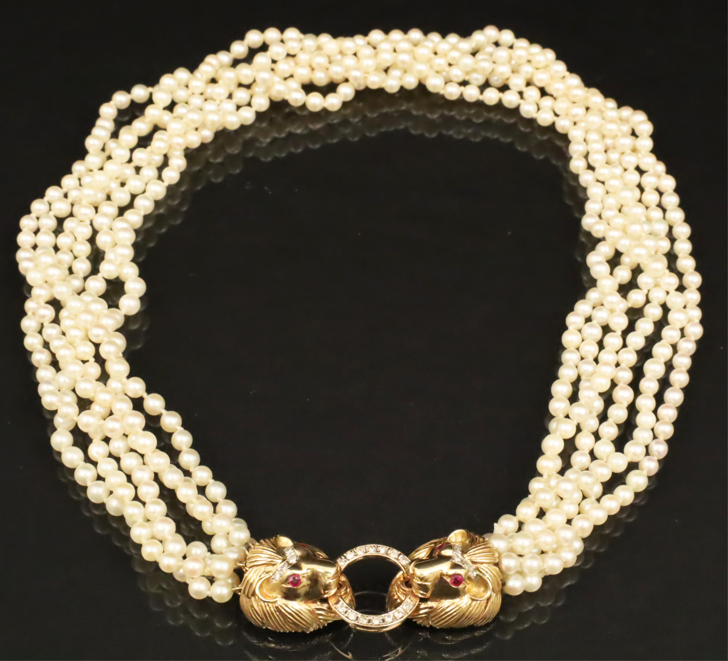 Appraisal: STRAND PEARL NECKLACE W K LION HEAD CLASP strand cultured