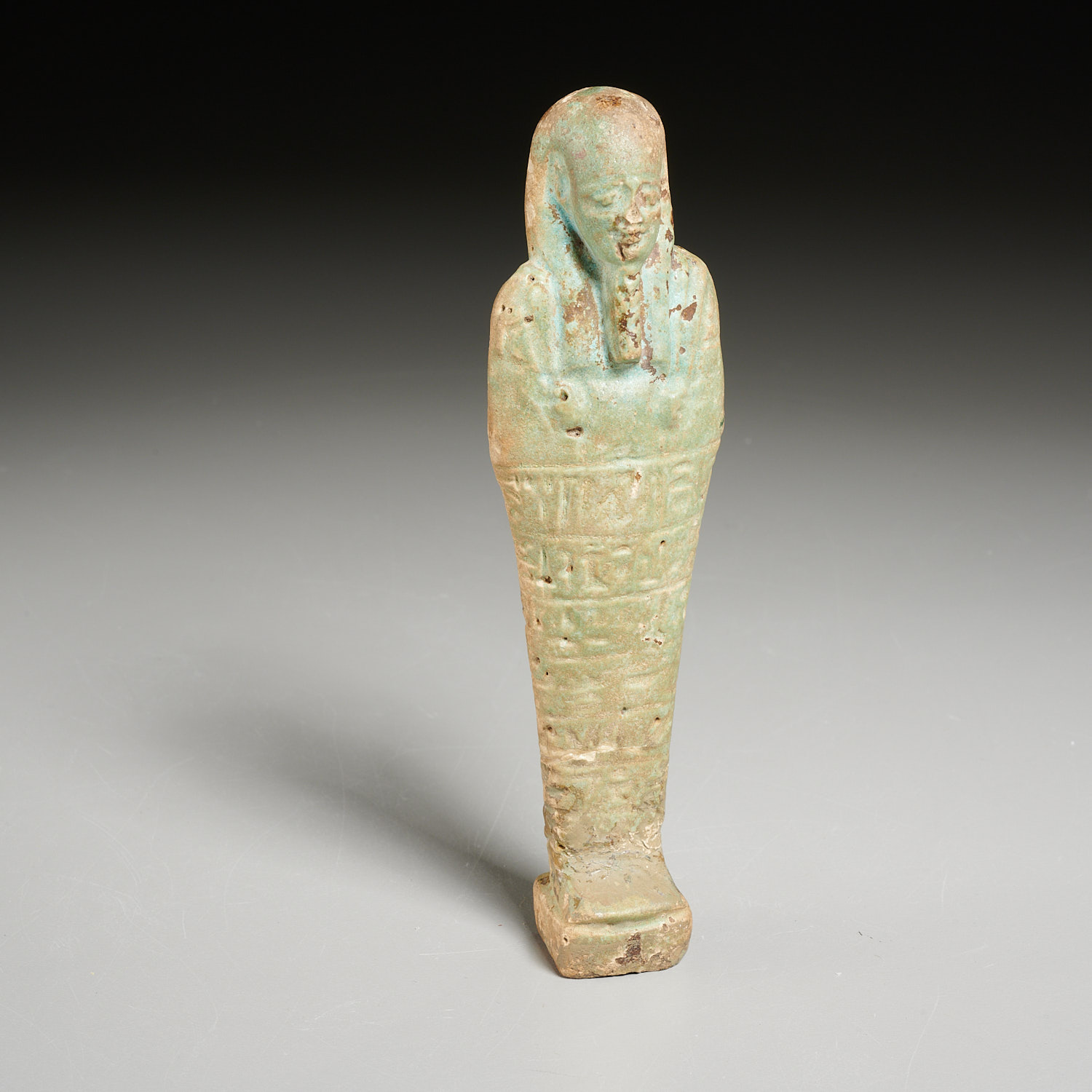 Appraisal: LARGE EGYPTIAN FAIENCE USHABTI EX-MUSEUM Likely - BCE turquoise blue