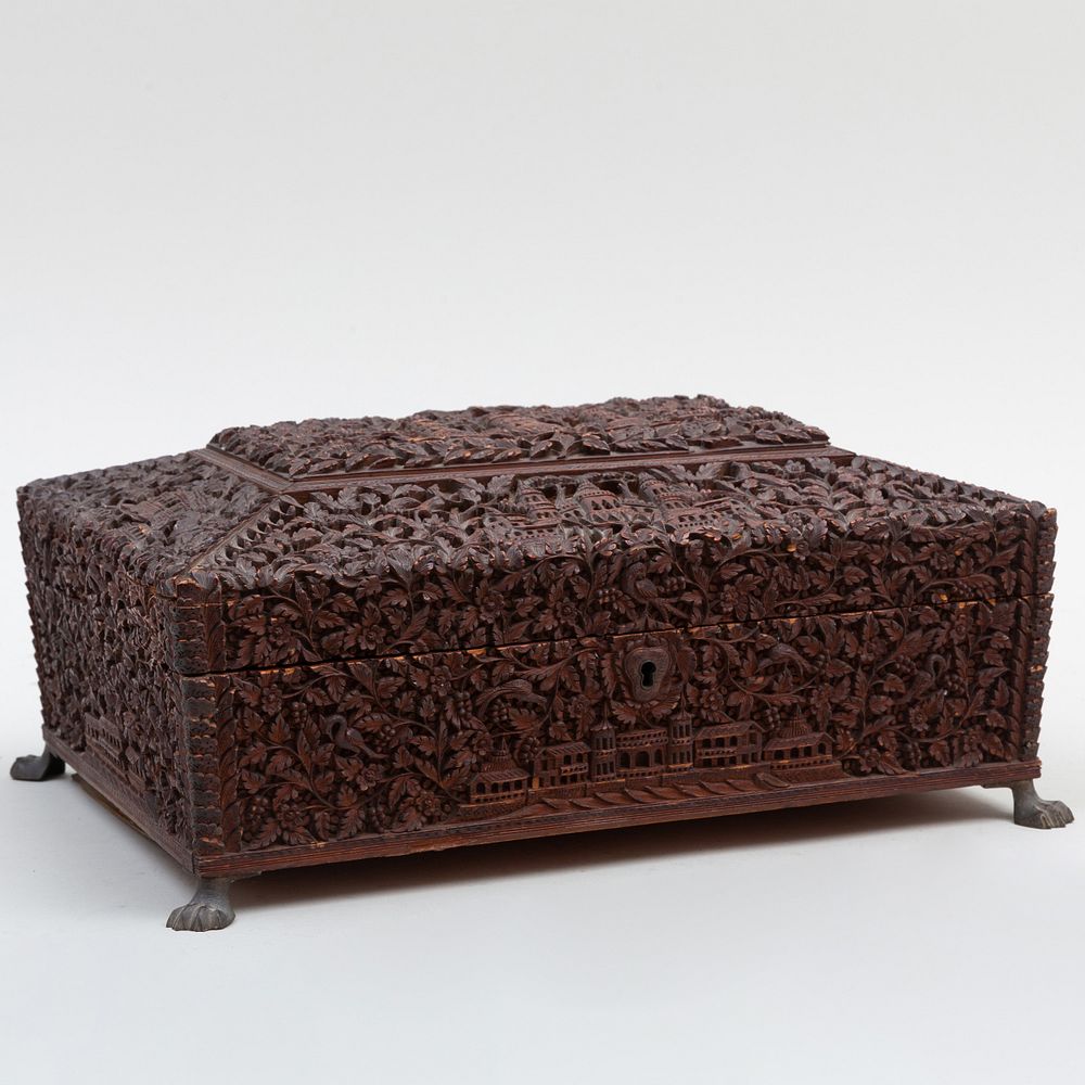 Appraisal: Anglo-Indian Carved Ladies Box with Sandalwood Interior The interior with