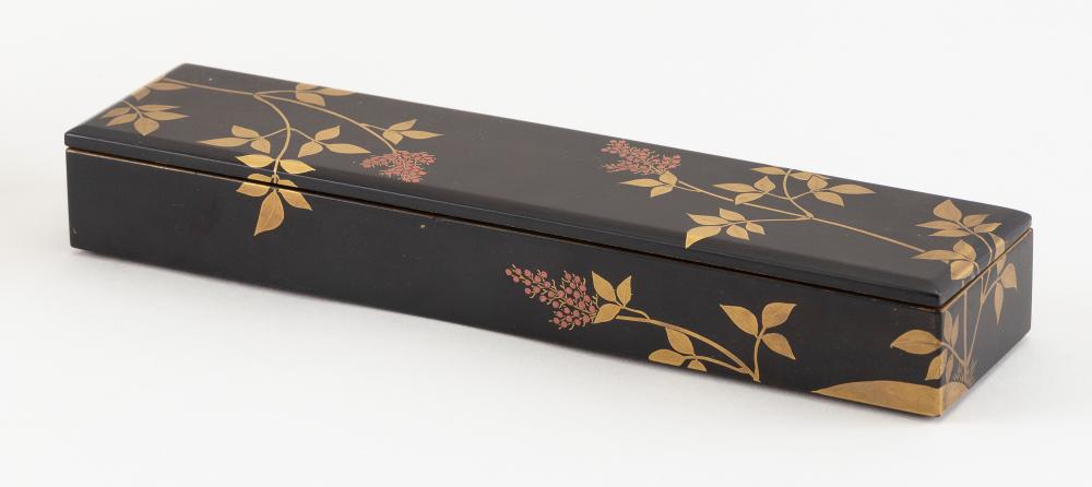 Appraisal: JAPANESE BLACK AND GOLD LACQUER FUBAKO LETTER BOX LATE MEIJI