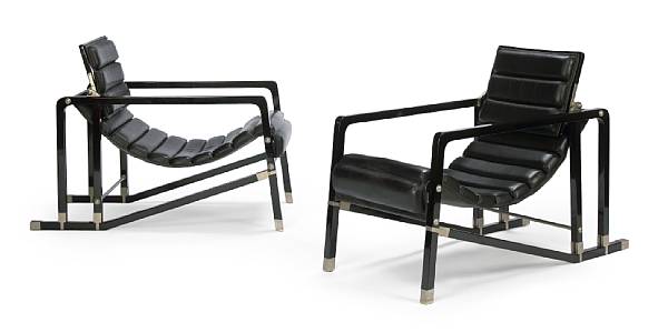 Appraisal: A pair of Eileen Gray design chromed metal lacquered wood