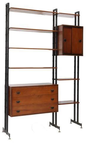 Appraisal: Italian mid-century modern teak modular bookcase c s black steel