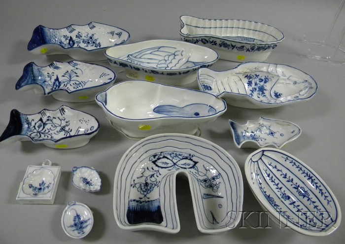 Appraisal: Twelve German Blue and White Decorated Porcelain Culinary Molds