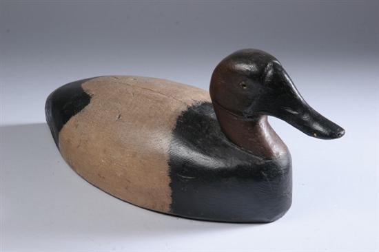 Appraisal: ST CLAIR FLATS CARVED AND PAINTED WOOD CANVASBACK DRAKE DECOY