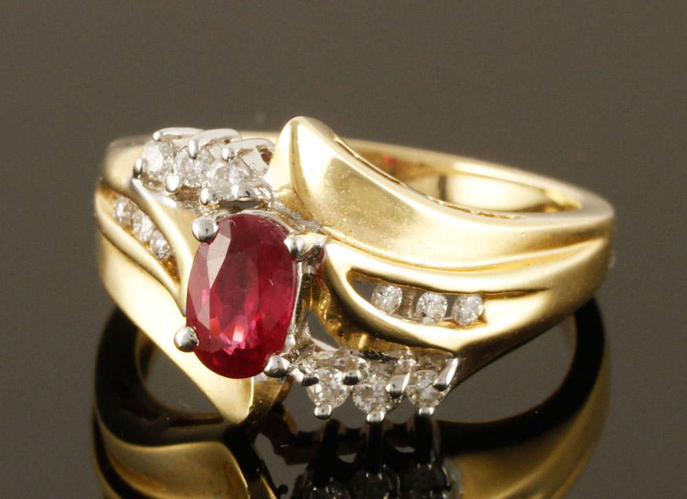 Appraisal: - K Gold Diamond and Ruby Ring K yellow gold