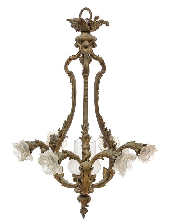 Appraisal: Sale Lot A Victorian Gilt Brass Six-Light Fixture th th