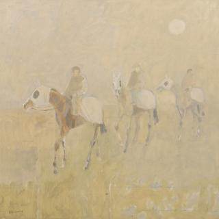 Appraisal: Basil Blackshaw oil on canvas Riders Basil Blackshaw RUA Irish