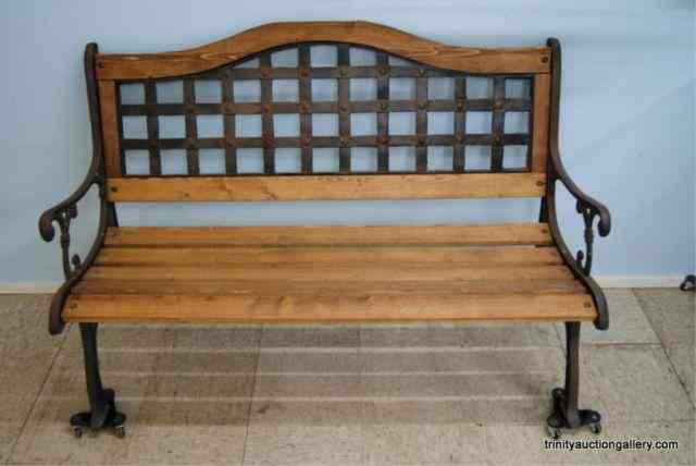 Appraisal: Heavy Cast Iron Wood Garden - Park BenchThis is a