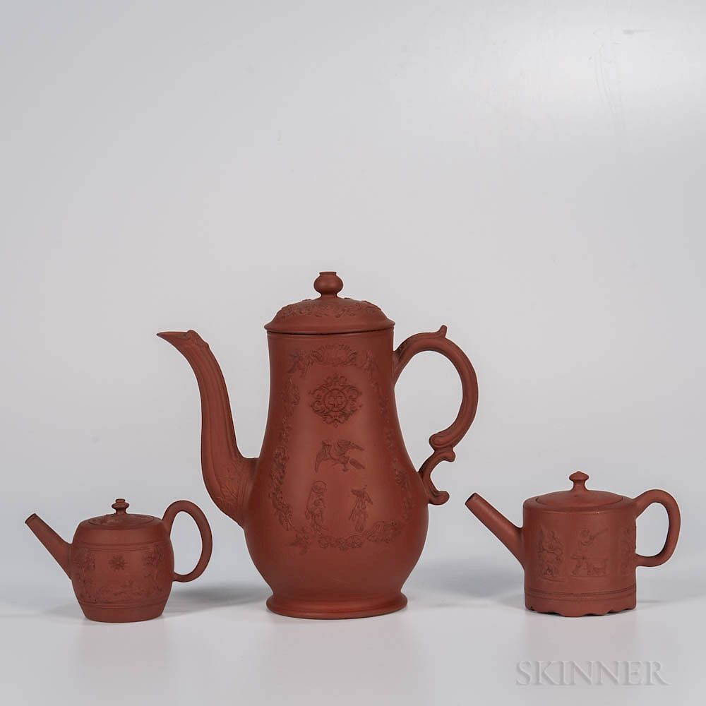 Appraisal: Three Staffordshire Redware Items Three Staffordshire Redware Items England mid-