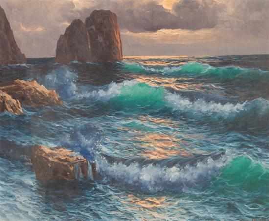 Appraisal: Guido Odierna Italian - Waves at Capri oil on board