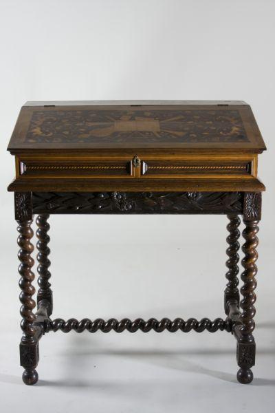 Appraisal: Marquetry Inlaid Desk on Stand th c Continental having a