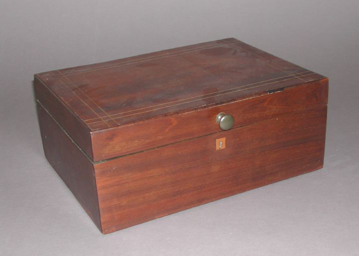 Appraisal: English String-Inlaid Brass-Mounted Mahogany Desk Box third quarter th century