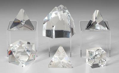 Appraisal: Steuben glass puzzle six pieces most pieces pyramid variations probably