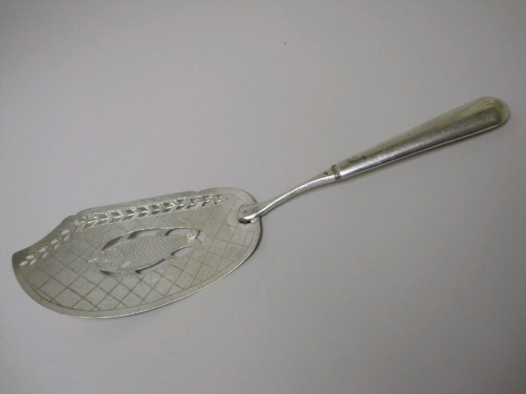 Appraisal: A Georgian Fish Slice with engraved and fish pierced blade