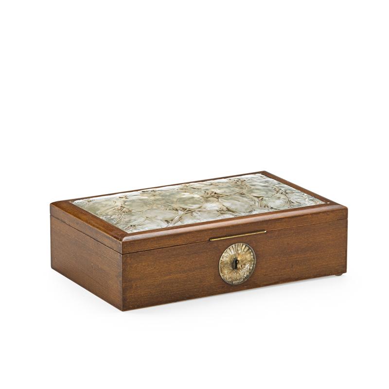 Appraisal: LALIQUE GLASS TOP HUMIDOR Monnaie du Pape in frosted glass