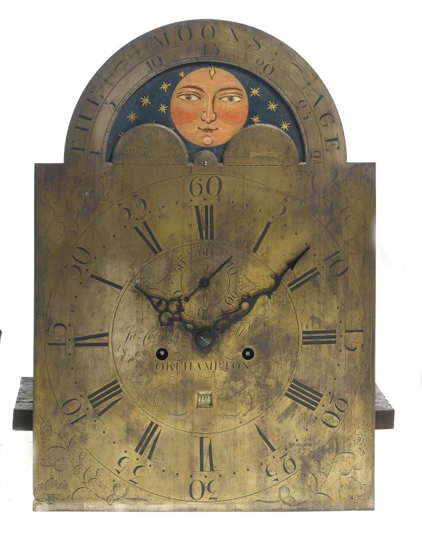 Appraisal: A GEORGE III LONGCASE CLOCK the break-arched engraved and silvered