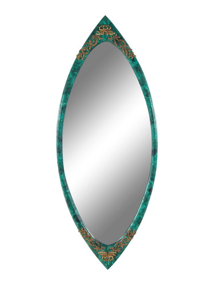 Appraisal: An Empire Style Gilt Metal Mounted Malachite Veneered Mirror An