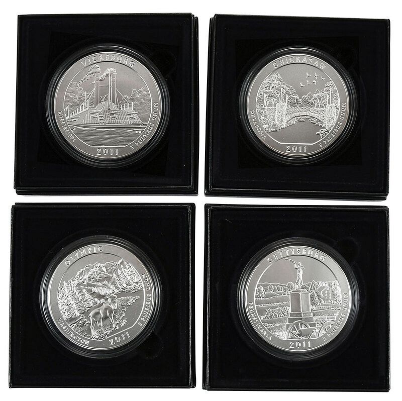 Appraisal: America The Beautiful Oz Silver Coins four coins oz T