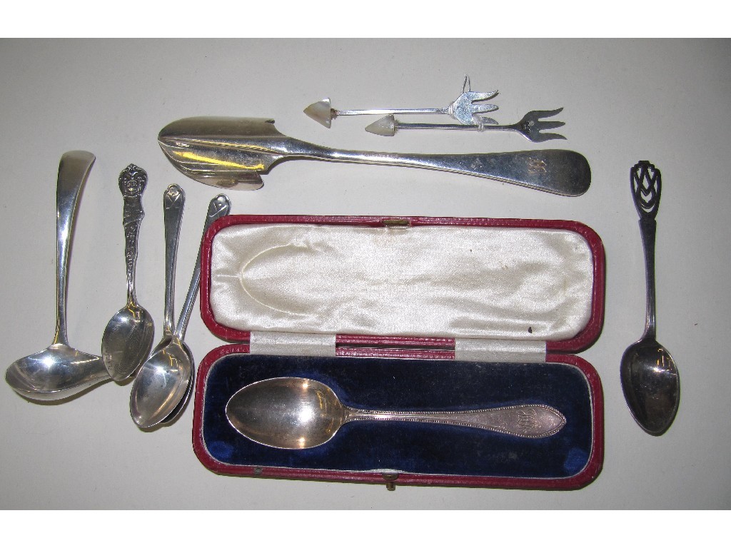 Appraisal: Lot comprising cased silver spoon silver ladle silver spoons and