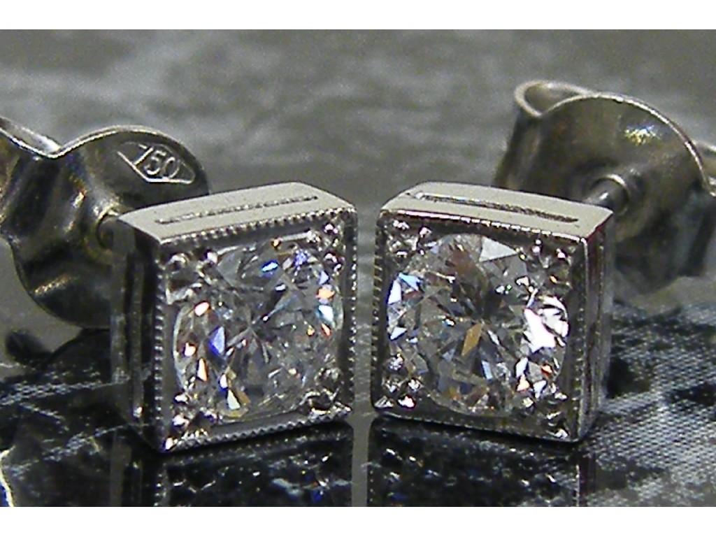 Appraisal: Pair of ct white gold princess-cut diamond earrings ct approx