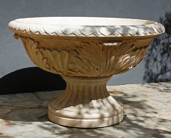 Appraisal: The everted leaf tip carved rim over leaf carved vessel