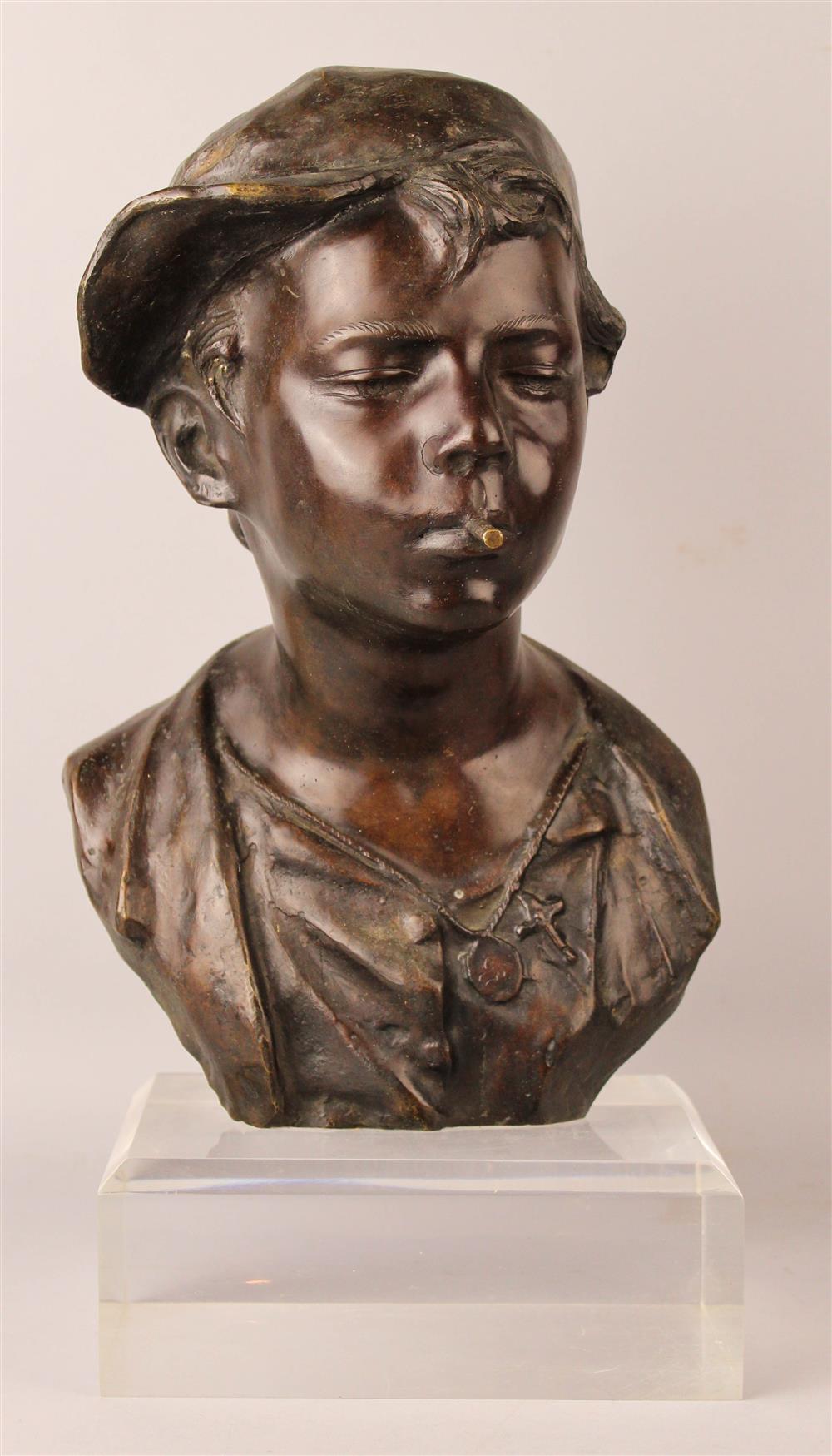 Appraisal: GIOVANNI DE MARTINO - BRONZE BUST OF BOY SMOKING A