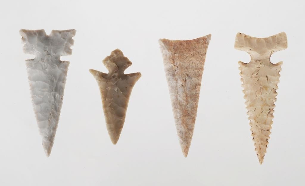 Appraisal: ARROWHEADS CAHOKIA MOUNDS MISSISSIPPIANFour Mississippian type points purported to have