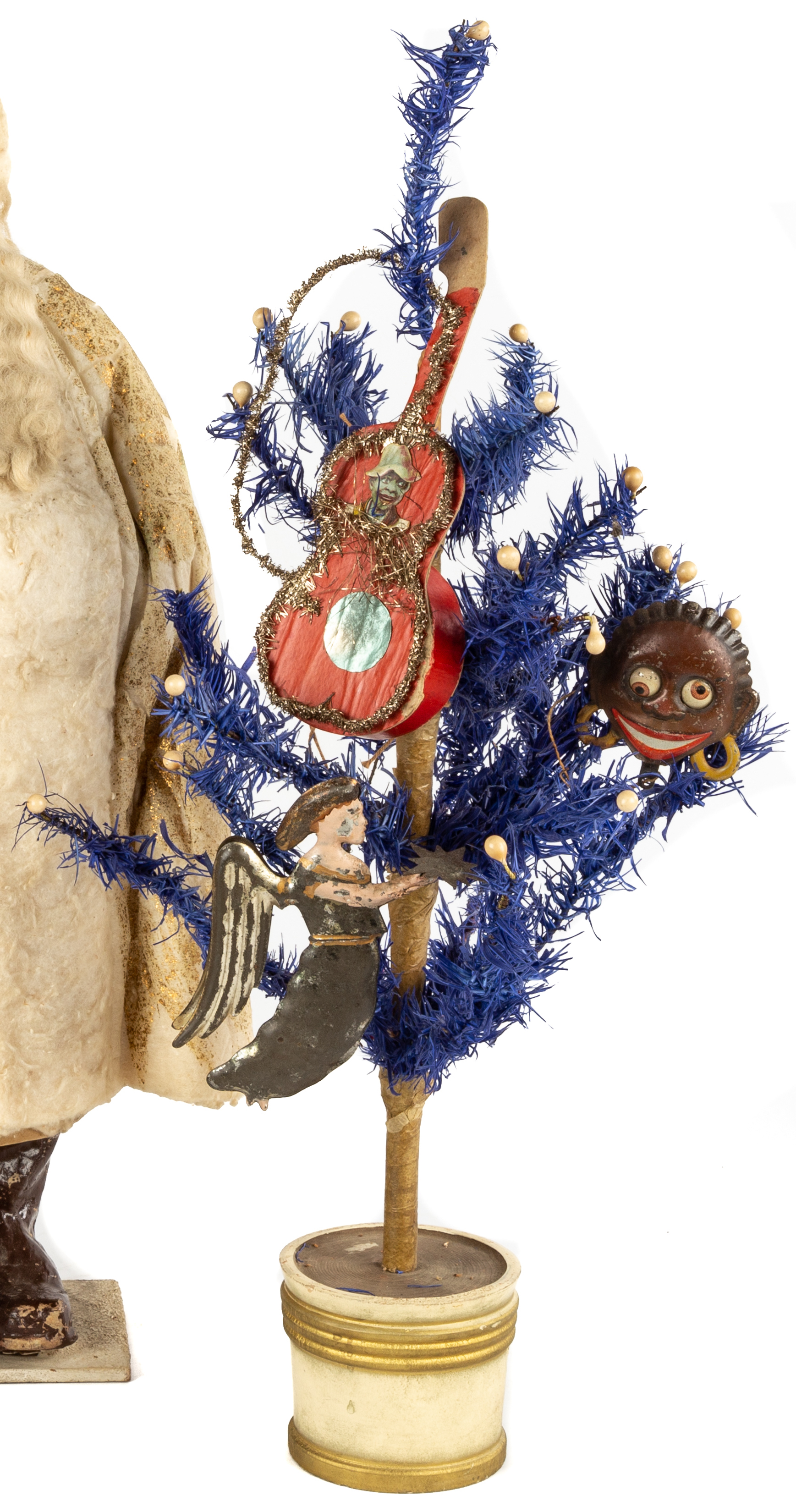 Appraisal: TH CENTURY GERMAN FEATHER TREE Paper mache and cloth