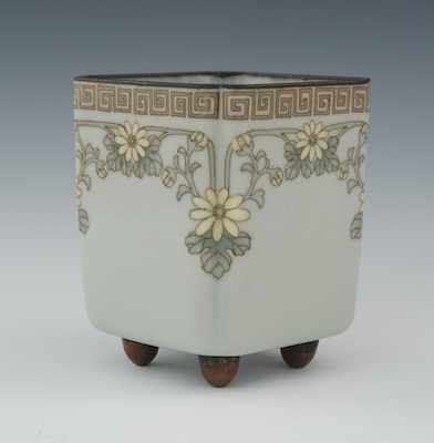 Appraisal: A Small Cloisonne Footed Cup Meiji Period Circa Squared cup