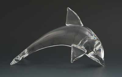 Appraisal: A Steuben Glass Porpoise Figure A clear glass porpoise Medium