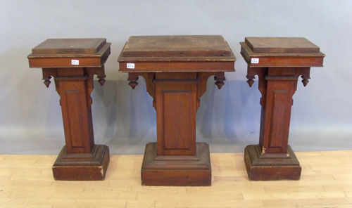 Appraisal: Three Victorian pine pedestals late th c