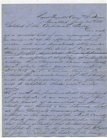 Appraisal: pieces Confederate Manuscript Material Ms poem Contemp or early copy