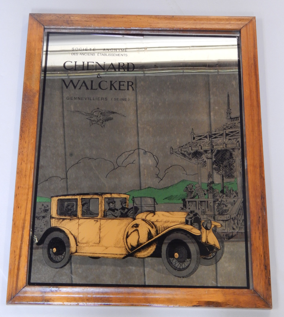 Appraisal: A Chenard Walcker advertising mirror with vintage car cm x