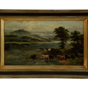 Appraisal: William Langley British Highland Cattle oil on canvas signed 'William