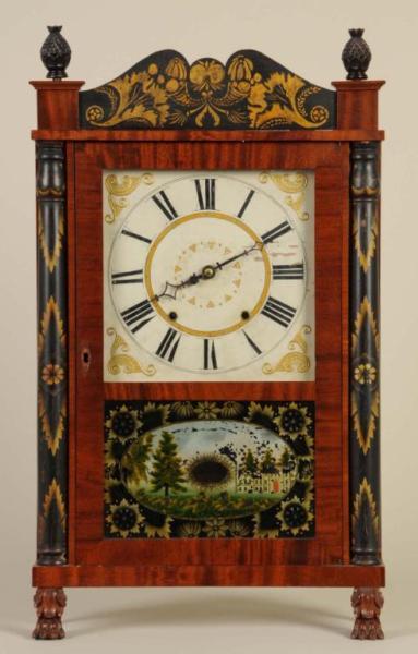 Appraisal: New York Shelf Clock Description Circa Mahogany veneered case with