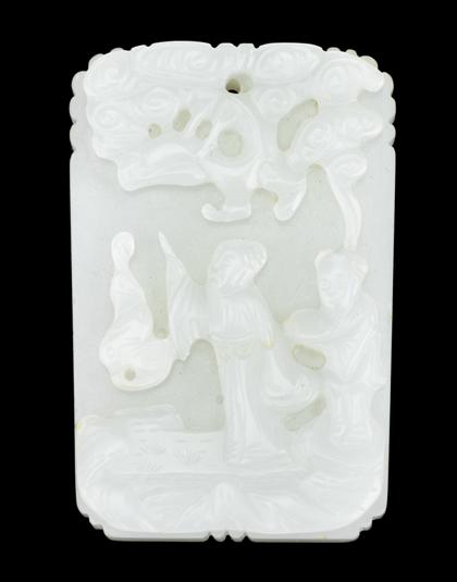 Appraisal: Fine Chinese white jade plaque th century