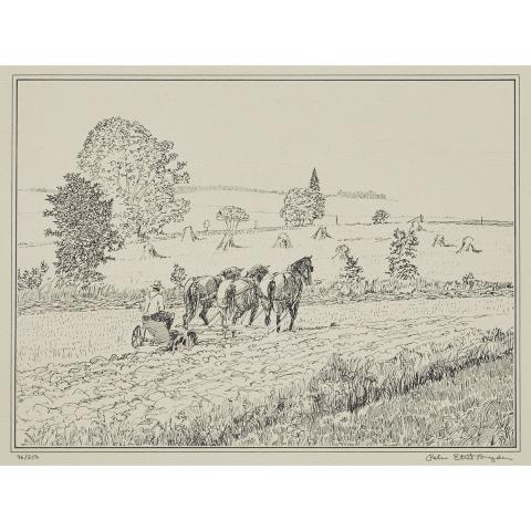 Appraisal: Peter Etril Snyder - UNTITLED FARMER TILLING FIELD Canadian Lithograph