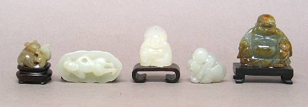 Appraisal: A group of five small carvings The first a nephrite