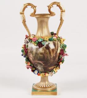 Appraisal: ENGLISH BLOOR DERBY PICTORIAL VASE HAVING FINE HANDPAINTED SCENES OF