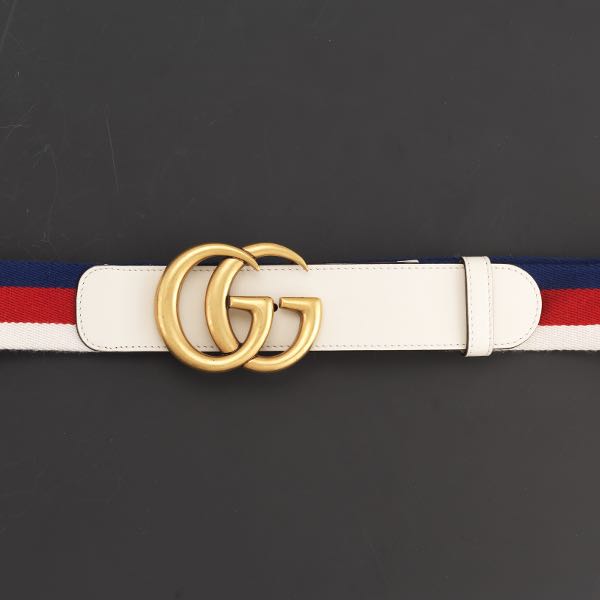 Appraisal: GUCCI GG CANVAS AND LEATHER BELT x Gucci blue red